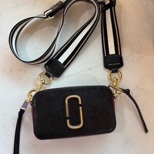 Marc Jacobs Black and Burgundy Bag with Gold Details